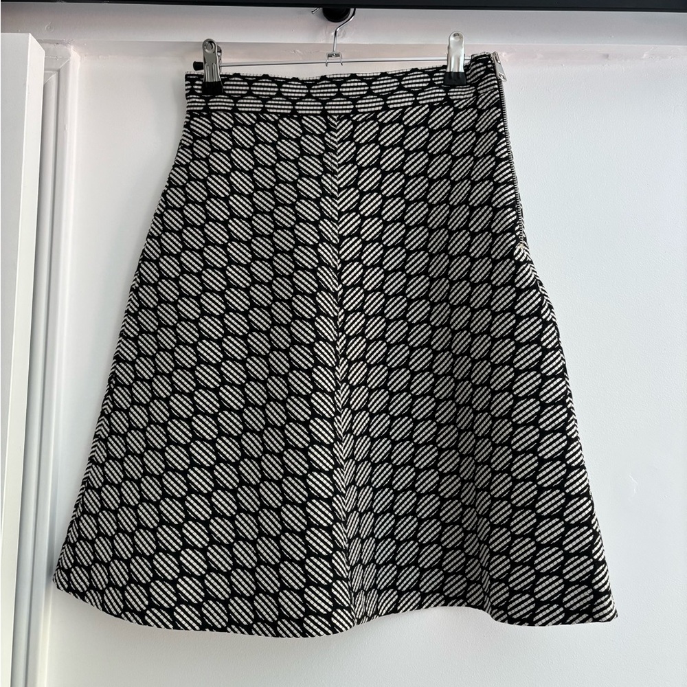 Zara Black and White Geometric A-Line Skirt